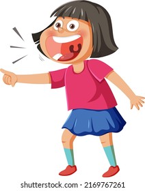 Laughing girl cartoon character illustration