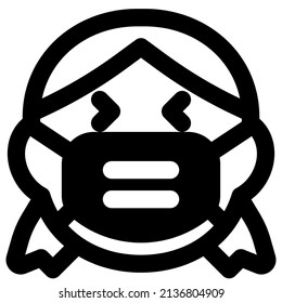 Laughing girl child with closed Eyes wearing the mask to avoid contagious coronavirus