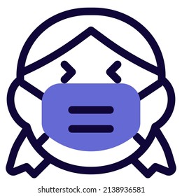 Laughing girl child with closed Eyes wearing the mask to avoid contagious coronavirus