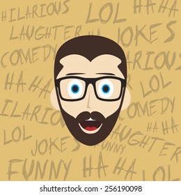 laughing glasses guy illustration - cartoon theme