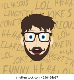 laughing glasses guy illustration - cartoon theme