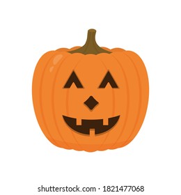 Laughing Halloween Pumpkin icon isolated on white. Cute cartoon Jack-o'-Lantern. Halloween party decorations. Easy to edit vector template.