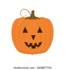 Laughing Halloween Pumpkin icon isolated on white. Cute cartoon Jack-o'-Lantern. Halloween party decorations. Easy to edit vector template.