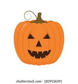 Laughing Halloween Pumpkin icon isolated on white. Cute cartoon Jack-o'-Lantern. Halloween party decorations. Easy to edit vector template.