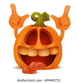 Laughing Halloween Pumpkin Jack Lantern emoticon cartoon character. Vector illustration