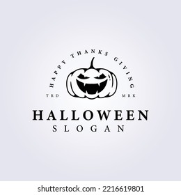 laughing halloween pumpkin vector logo illustration template design