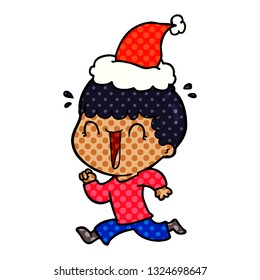 caricatura dibujada a mano ilustración de un hombre con sombrero santa