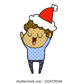 caricatura dibujada a mano ilustración de un hombre con sombrero santa