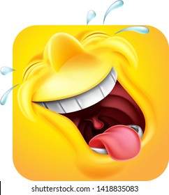 A laughing happy emoji or emoticon square face 3d icon cartoon character
