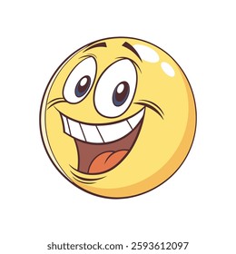 Laughing and happy emoji with teeth showing on white backgroud, design illustration vector