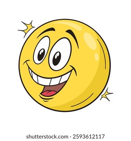 Laughing and happy emoji with teeth showing on white backgroud, design illustration vector