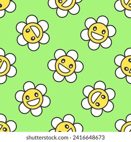 Rociando el patrón de camomilos hippie vectorial sin fisuras. Mejor para textiles, papel pintado, decoración de casa, papel de envoltura, paquete y diseño web.
