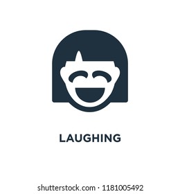 Laughing icon. Black filled vector illustration. Laughing symbol on white background. Can be used in web and mobile.