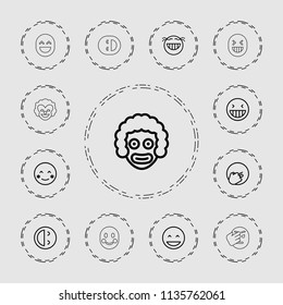 Laughing icon. collection of 13 laughing outline icons such as blush, facepalm emot. editable laughing icons for web and mobile.