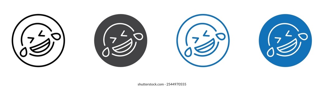 Laughing icon Logo sign in thin line outline