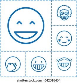 Laughing icon. set of 6 laughing outline icons such as laughing emot, blush, facepalm emot