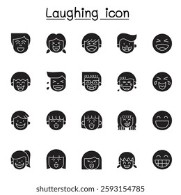 Laughing icon set in glyph style