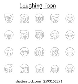 Laughing icon set in thin line style