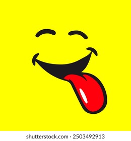 Vector del icono de la risa en un fondo amarillo. Signo de emoticono facial