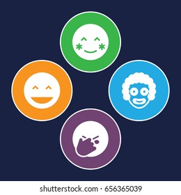 Laughing icons set. set of 4 laughing filled icons such as laughing emot, blush, facepalm emot