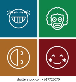 Laughing icons set. set of 4 laughing outline icons such as blush, laughing emot