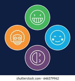 Laughing icons set. set of 4 laughing outline icons such as laughing emot, blush