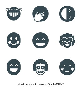 Laughing icons. set of 9 editable filled laughing icons such as laughing emot, blush, facepalm emot