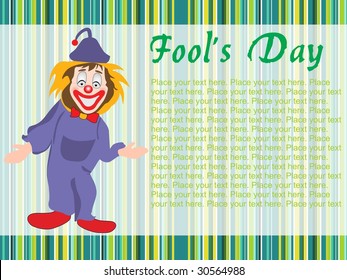 laughing jester with green lines background, vector illustration