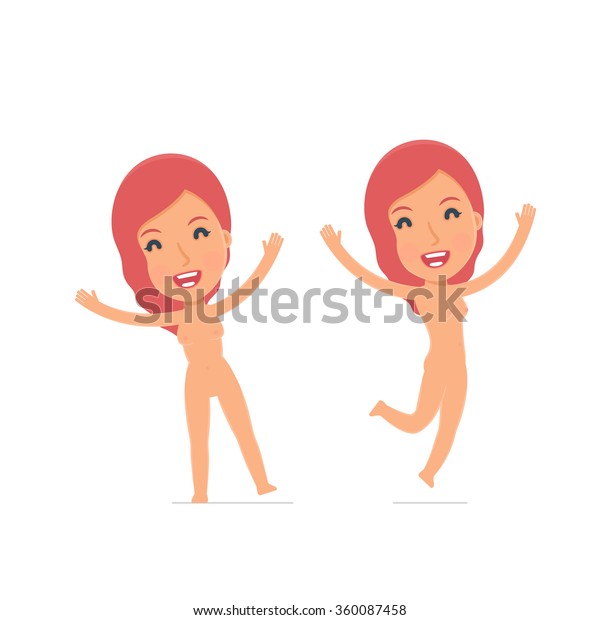 Laughing Joyful Character Naked Female Celebrates Stock Vector Royalty Free