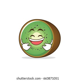 Laughing kiwi fruit character cartoon vector illustration