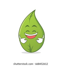Laughing leaf character cartoon art vector illustration