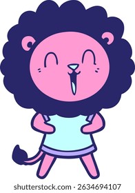 risada de desenhos animados de leão em cores neon brilhantes