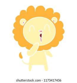 laughing lion flat color style cartoon