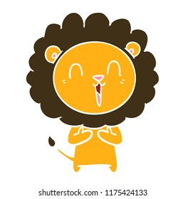 laughing lion flat color style cartoon