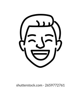 ícone homem risonho vetor, ícone estilo linha