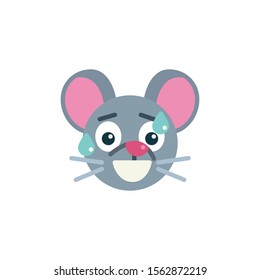 Laughing mouse face emoji flat icon, vector sign, Sweat Tear rat emoticon colorful pictogram isolated on white. Symbol, logo illustration. Flat style design