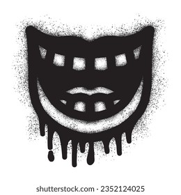 Laughing mouth graffiti with black spray paint