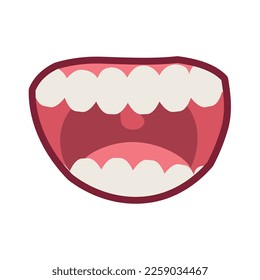 Laughing mouth with teeth on white background