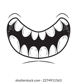 laughing mouth vector art, smile and laugh art black and white vector illustration