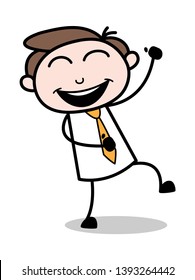 Laughing on Joke - Office Businessman Employee Cartoon Vector Illustration﻿