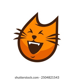 Laughing orange cat logo, mascot, or icon. Great for pet brands, funny content, or playful designs.