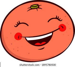 Laughing orange, illustration, vector on a white background.