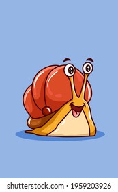 A laughing orange snail in blue background