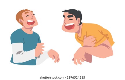 Laughing Out Loud Man Character Feeling Amused and Full of Fun Vector Set