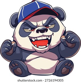 panda risonho com chapéu azul vermelho