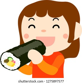 Laughing People Eating Ehomaki Stock Vector (Royalty Free) 1275897577 ...