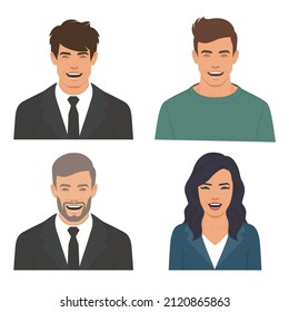 Laughing people, Happy group of people having fun and smiling laughing together, Vector character illustration.