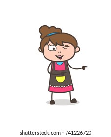 Laughing with Pointing Finger - Beautician Girl Artist Cartoon Vector
