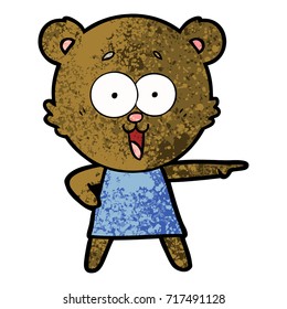 caricatura del oso de peluche apuntando con risa
