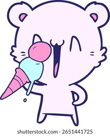 risada de urso polar desenho animado em cor neon brilhante